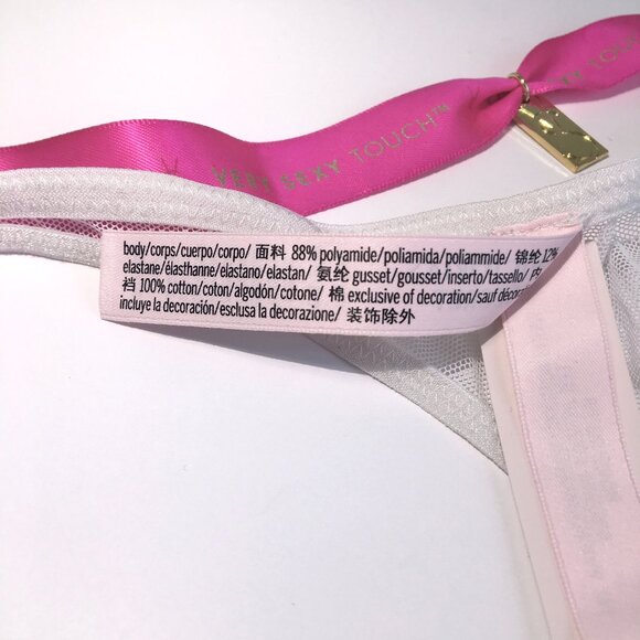 VS Shine Strap Triple Stripe White Mesh Rhinestone Bling Thong L NWT - Picture 8 of 8